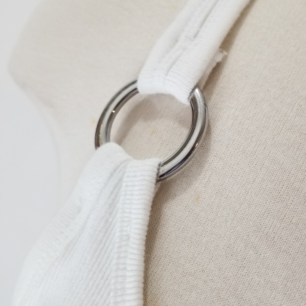 Ralph Lauren Black Label Ribbed Cotton Tank Top with O-Ring Strap Sz M White - Picture 5 of 8